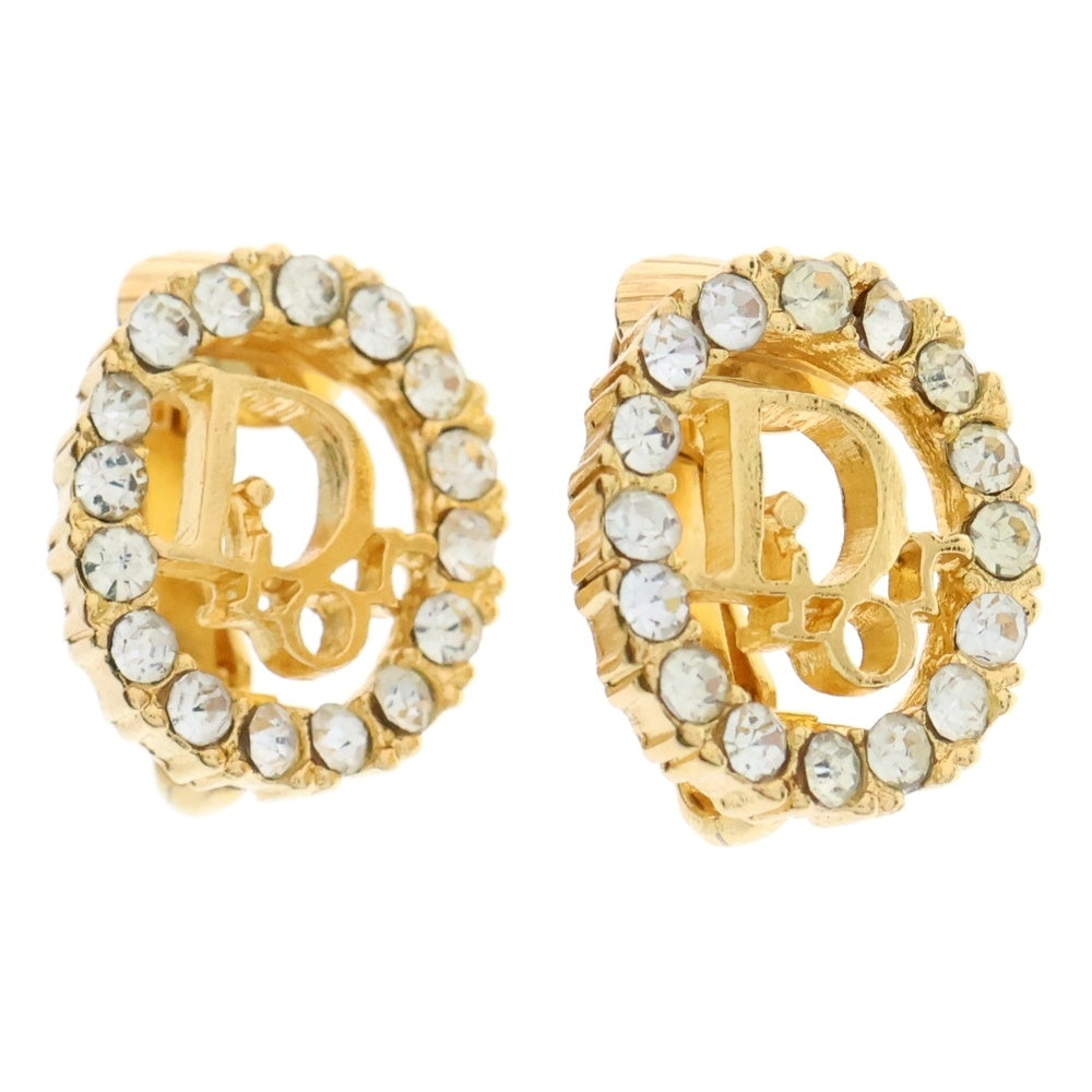 DIOR(ディオール) CDロゴ ラインストーン付 両耳用 イヤリング ゴールド レディース