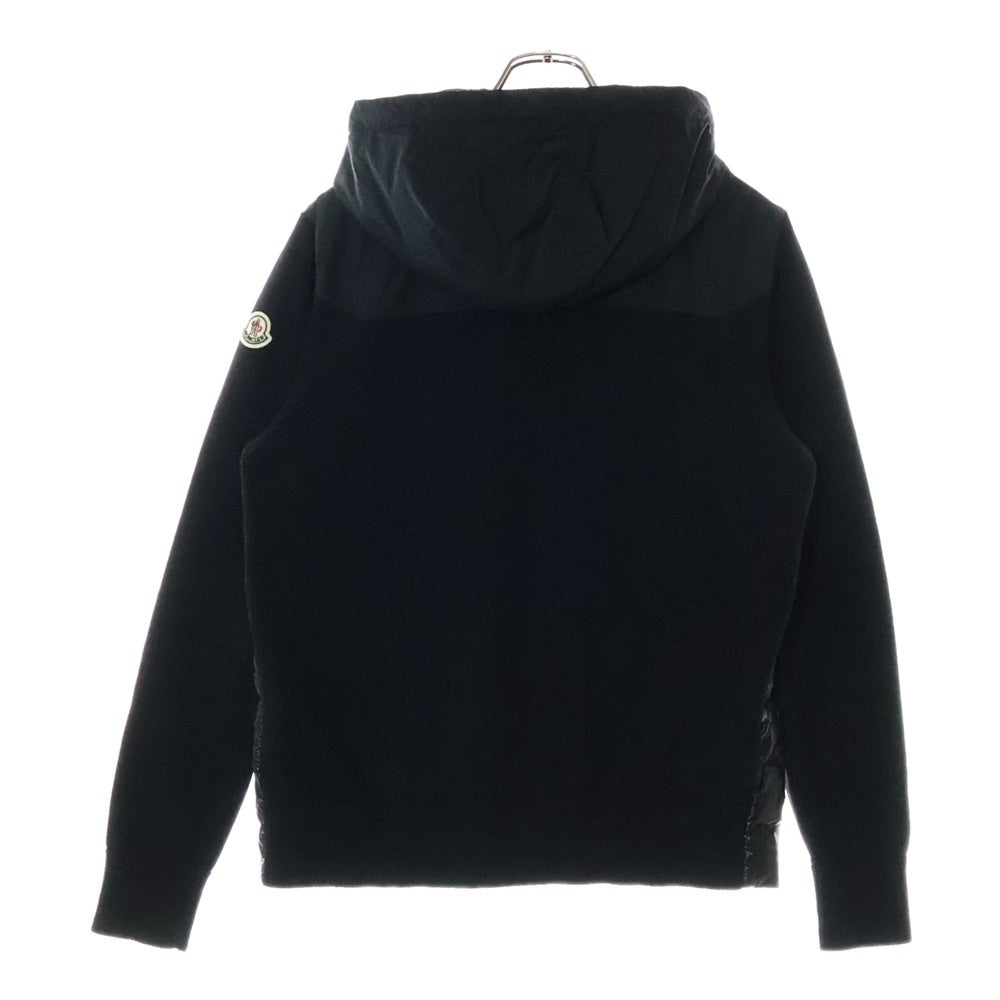 MONCLER(モンクレール) 22SS CARDIGAN TRICOT コットンニット切り替え ジップアップ フーデッド ダウンジャケット ブラック H10919B00019 M1393