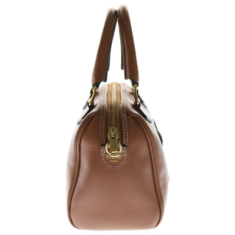 CELINE(セリーヌ) スモール ボストン キュイル トリオンフ 2WAYハンドバッグ ショルダーバッグ ブラウン ゴールド金具 タン スムースカーフスキン
