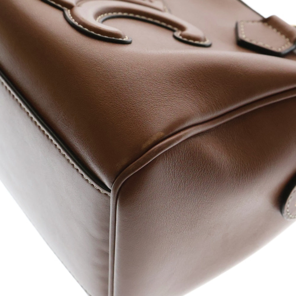 CELINE(セリーヌ) スモール ボストン キュイル トリオンフ 2WAYハンドバッグ ショルダーバッグ ブラウン ゴールド金具 タン スムースカーフスキン