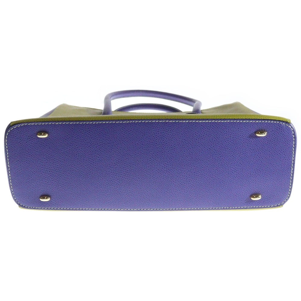 CELINE(セリーヌ) トートバッグ ハンドバッグ イエロー×パープル レザー ゴールド金具