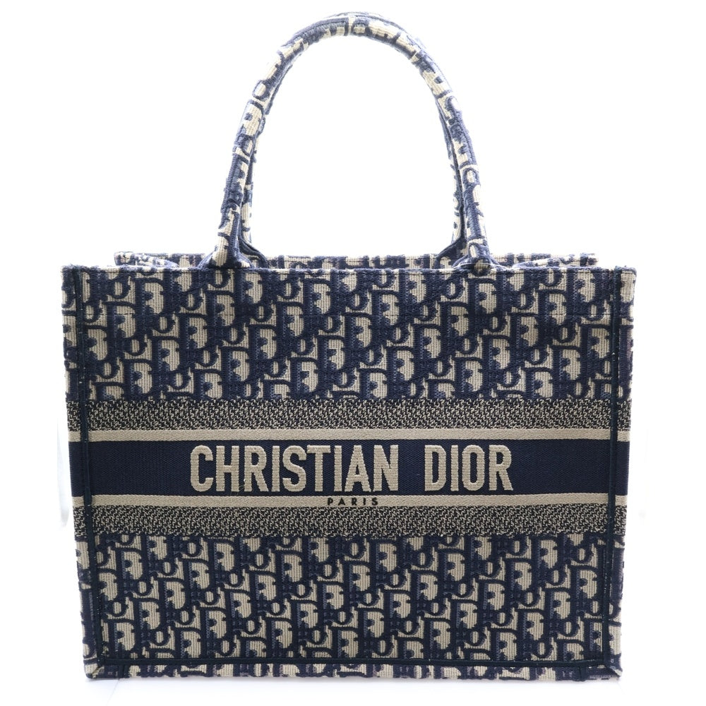 Christian Dior(クリスチャンディオール) ブックトート ミディアム オブリーク ネイビー キャンバス ハンドバッグ