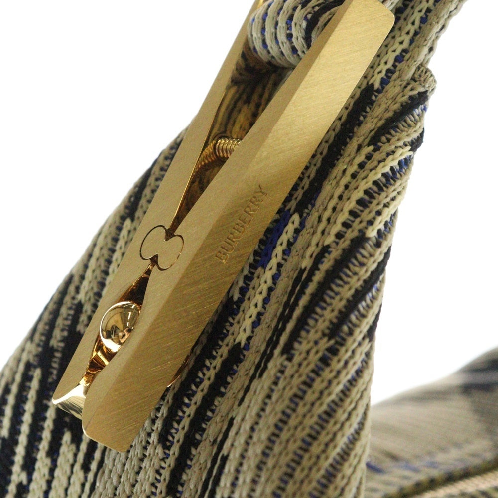 BURBERRY(バーバリー) ペグバッグ ハンドバッグ ワンショルダーバッグ ホーボーバッグ チェック ベージュ ゴールド金具