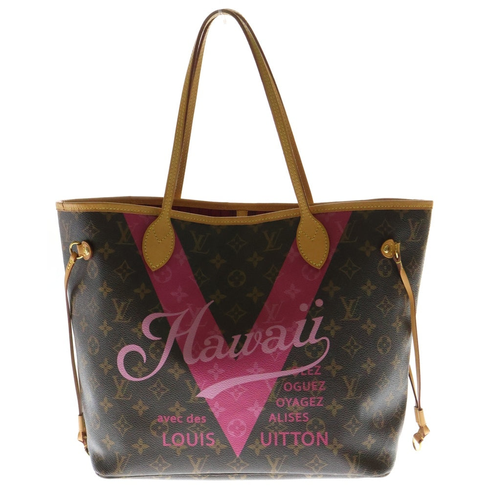 LOUIS VUITTON(ルイヴィトン) ネヴァーフル MM モノグラム Vライン グルナード レザー ハンド トートバッグ ゴールド金具 ブラウン/ピンク M41602