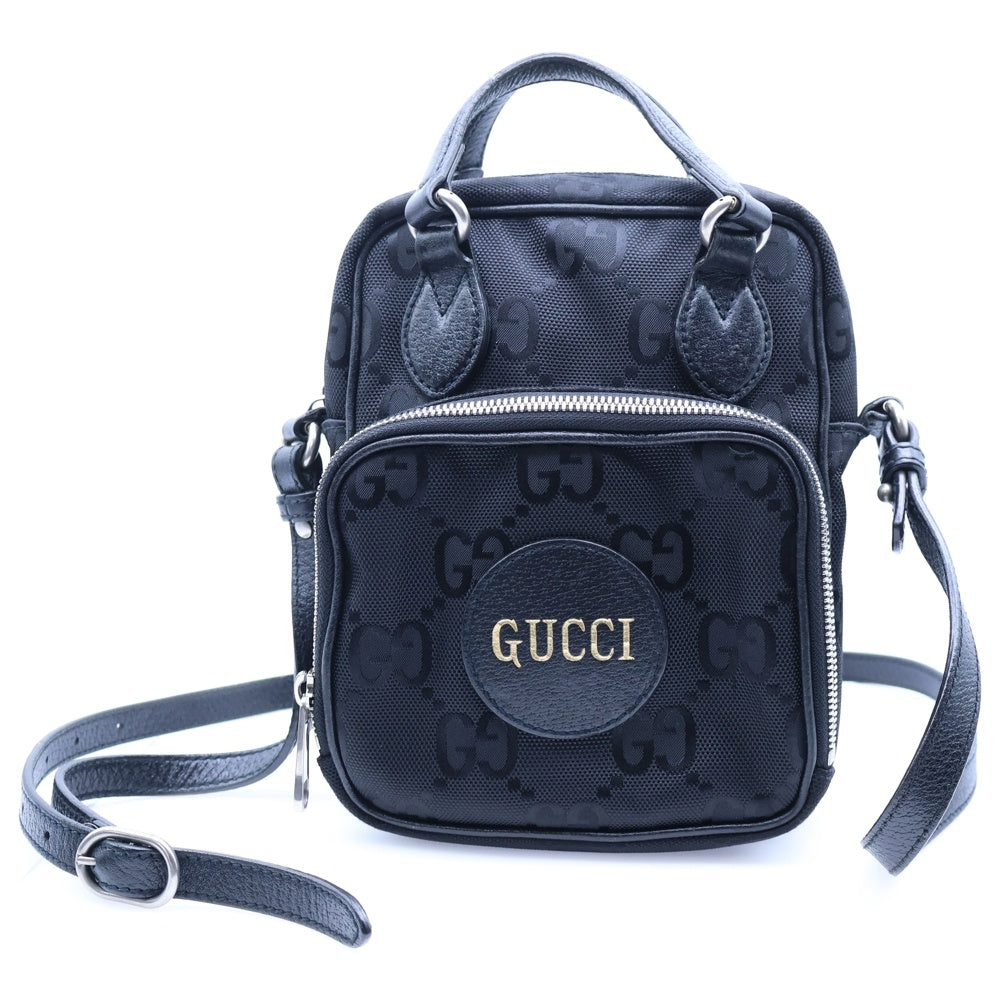 GUCCI(グッチ) GGナイロン オフザグリッド 2WAYショルダーバッグ ミニハンドバッグ ブラック シルバー金具 ナイロン×レザー 625850