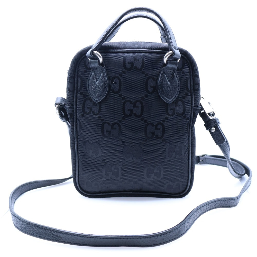 GUCCI(グッチ) GGナイロン オフザグリッド 2WAYショルダーバッグ ミニハンドバッグ ブラック シルバー金具 ナイロン×レザー 625850