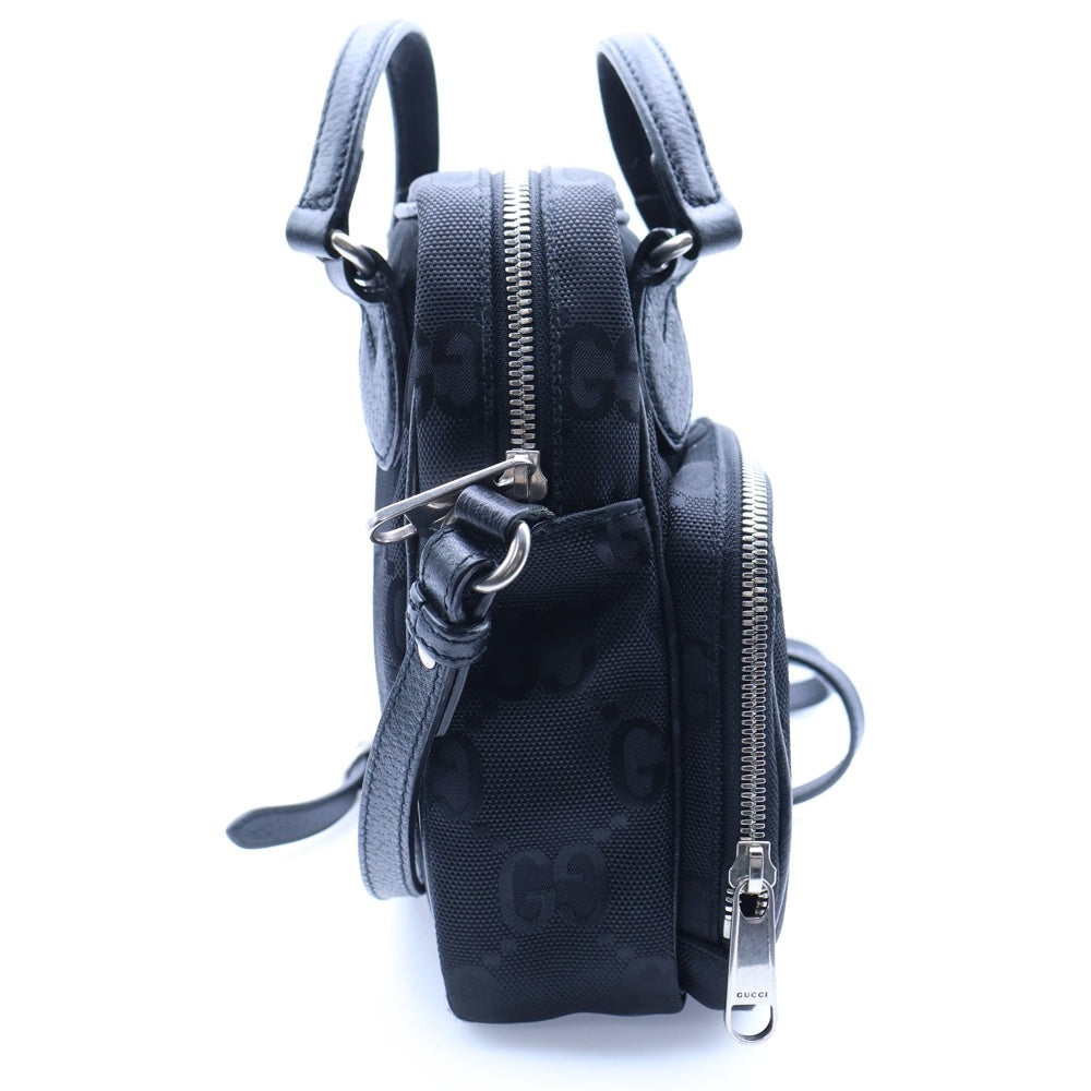 GUCCI(グッチ) GGナイロン オフザグリッド 2WAYショルダーバッグ ミニハンドバッグ ブラック シルバー金具 ナイロン×レザー 625850