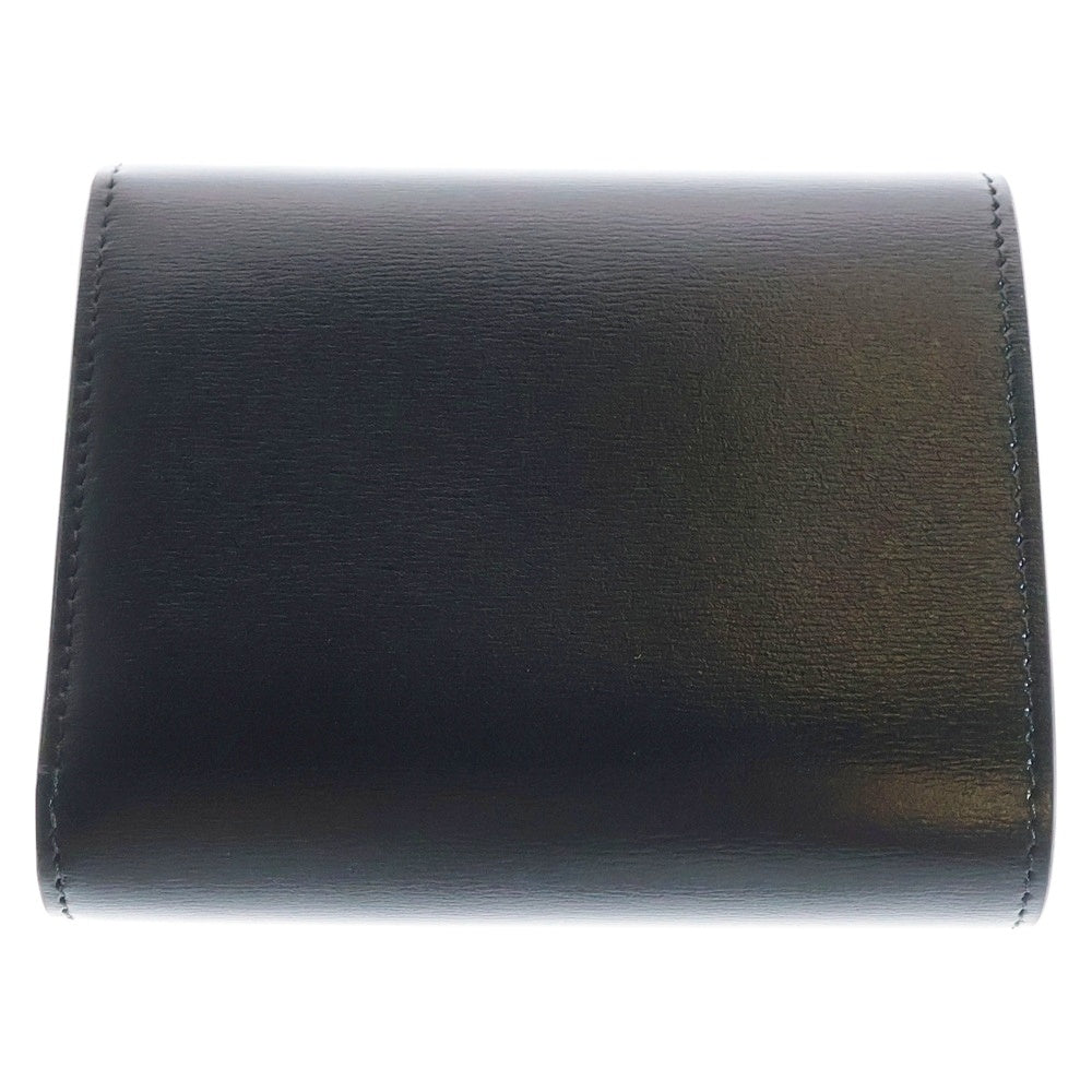 CELINE(セリーヌ) トリオンフ スモール フラップウォレット 三つ折り財布 コンパクトウォレット ブラック シルバー金具 シャイニーカーフスキン 10D783DPV.38SI