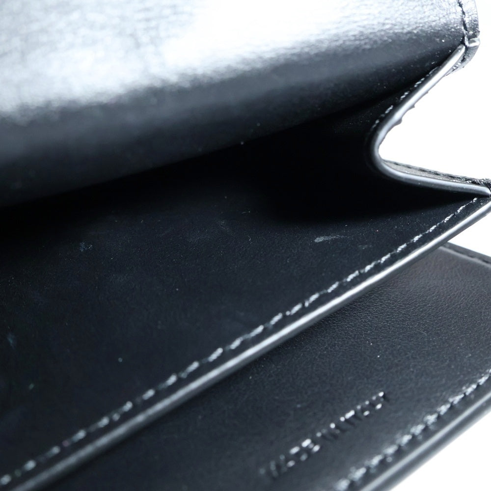 CELINE(セリーヌ) トリオンフ スモール フラップウォレット 三つ折り財布 コンパクトウォレット ブラック シルバー金具 シャイニーカーフスキン 10D783DPV.38SI