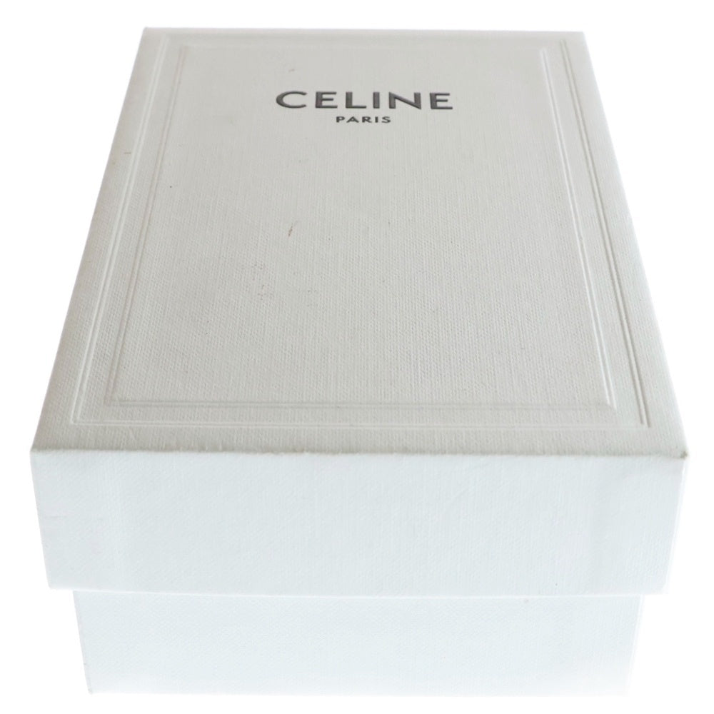 CELINE(セリーヌ) トリオンフ スモール フラップウォレット 三つ折り財布 コンパクトウォレット ブラック シルバー金具 シャイニーカーフスキン 10D783DPV.38SI