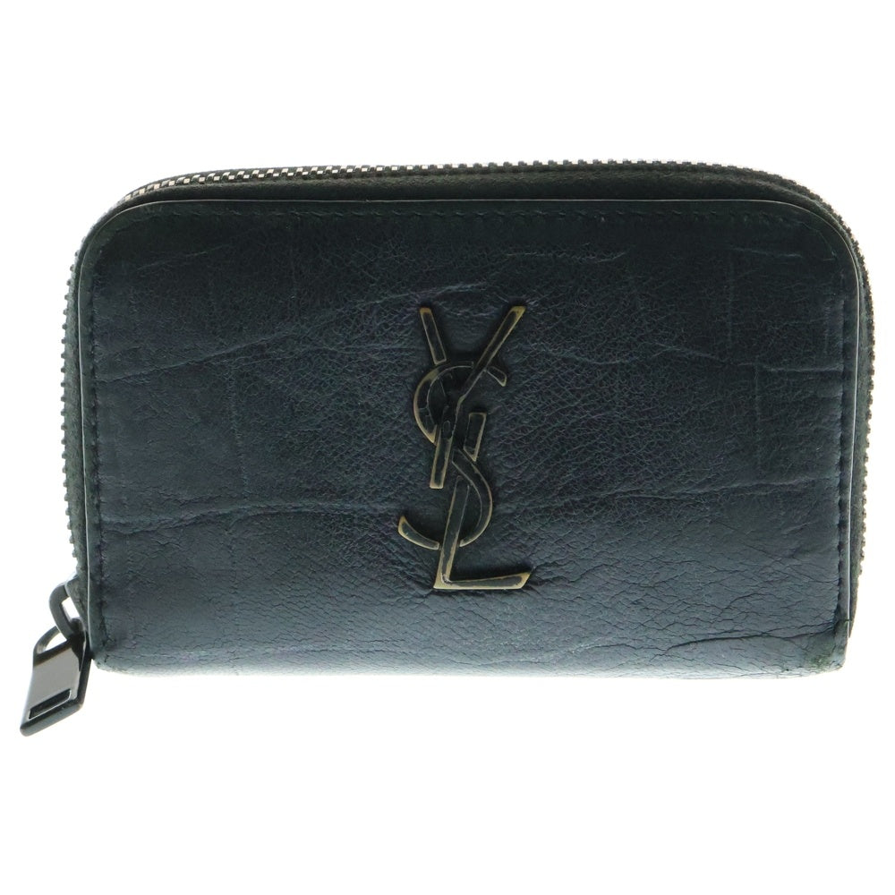 YVES SAINT LAURENT(イヴサンローラン) 財布 コインケース ロゴ ブラック 型押しクロコ 535411