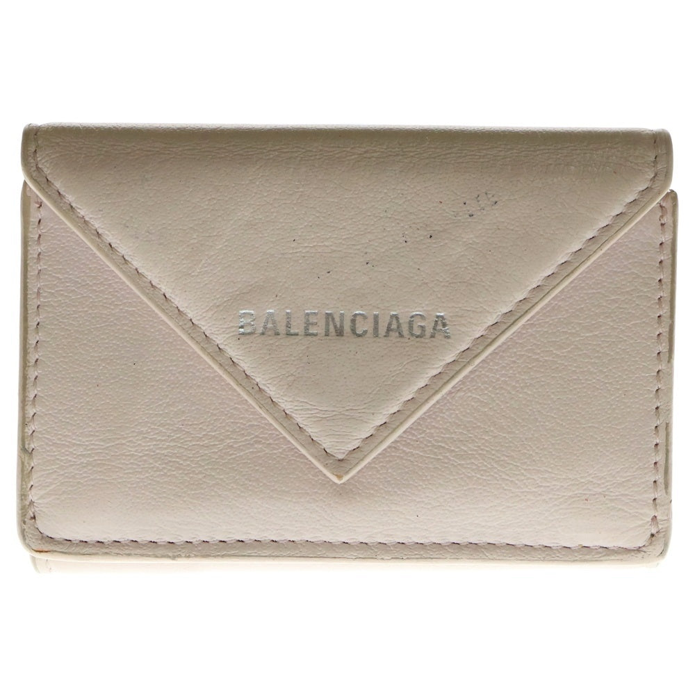 BALENCIAGA(バレンシアガ) ペーパーミニウォレット コンパクトウォレット 三つ折り財布 コインケース ライトピンク レザー 391446