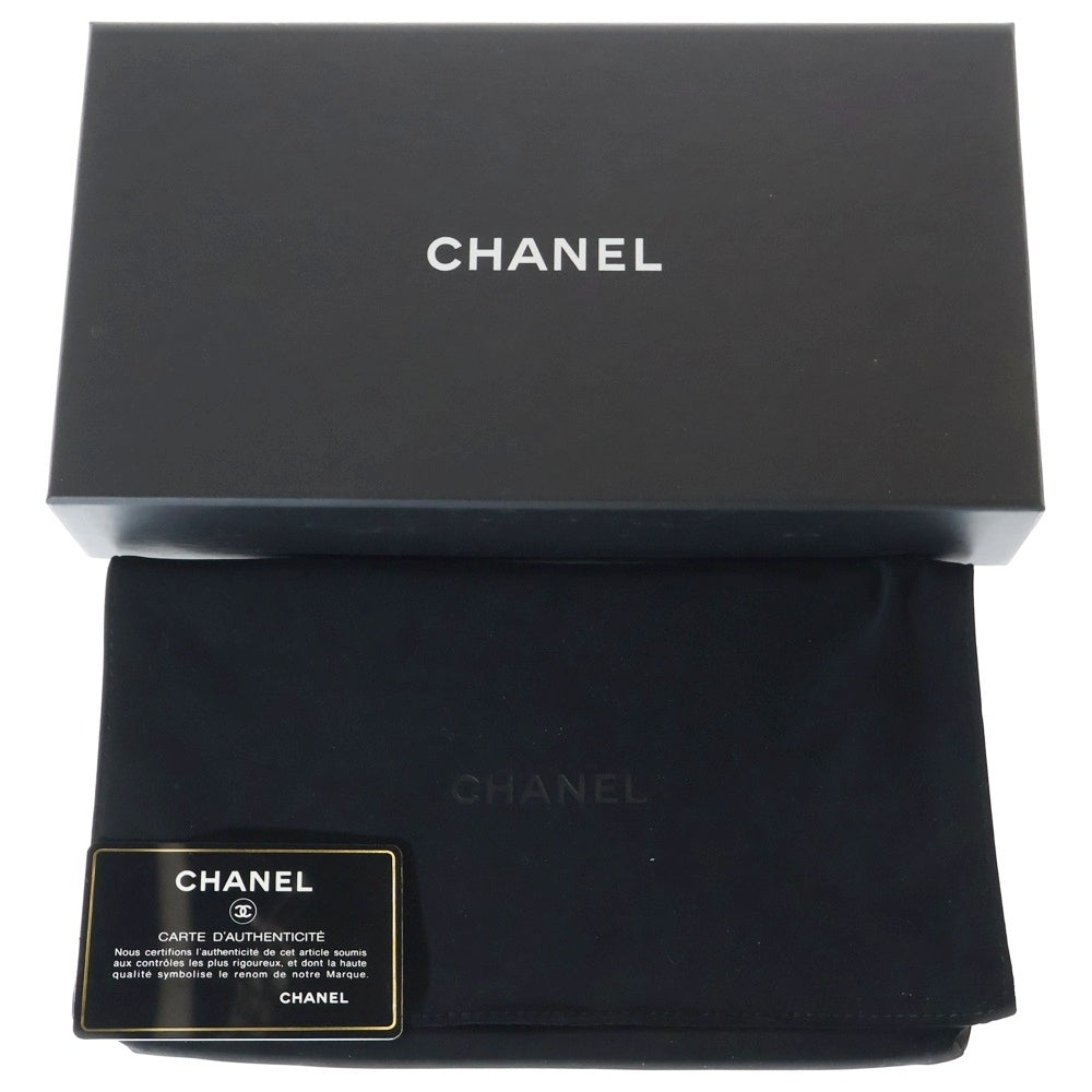CHANEL(シャネル) ココマーク マトラッセ クラシック キャビアスキン レザーロングフラップウォレット 長財布 ブラック レディース