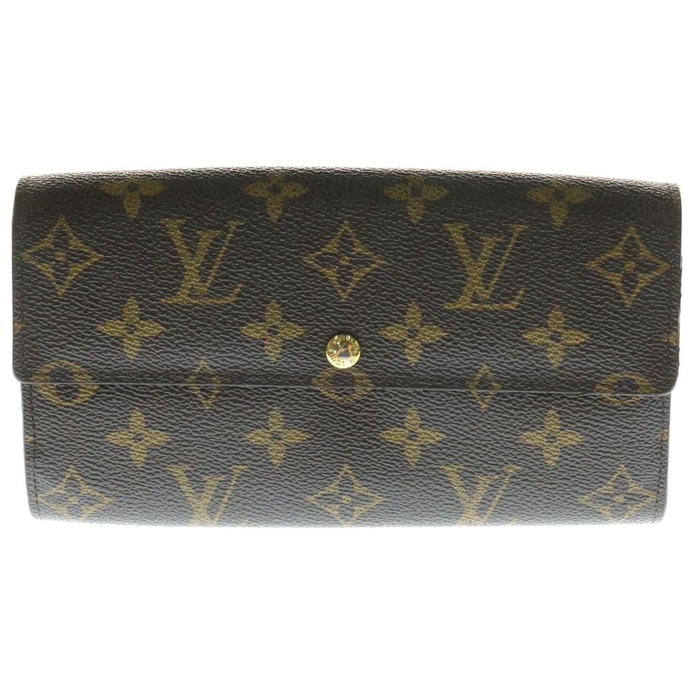 LOUIS VUITTON(ルイヴィトン) モノグラム ポシェット ポルトモネ クレディ ロングウォレット 長財布 カードケース ブラウン ゴールド金具 M61725