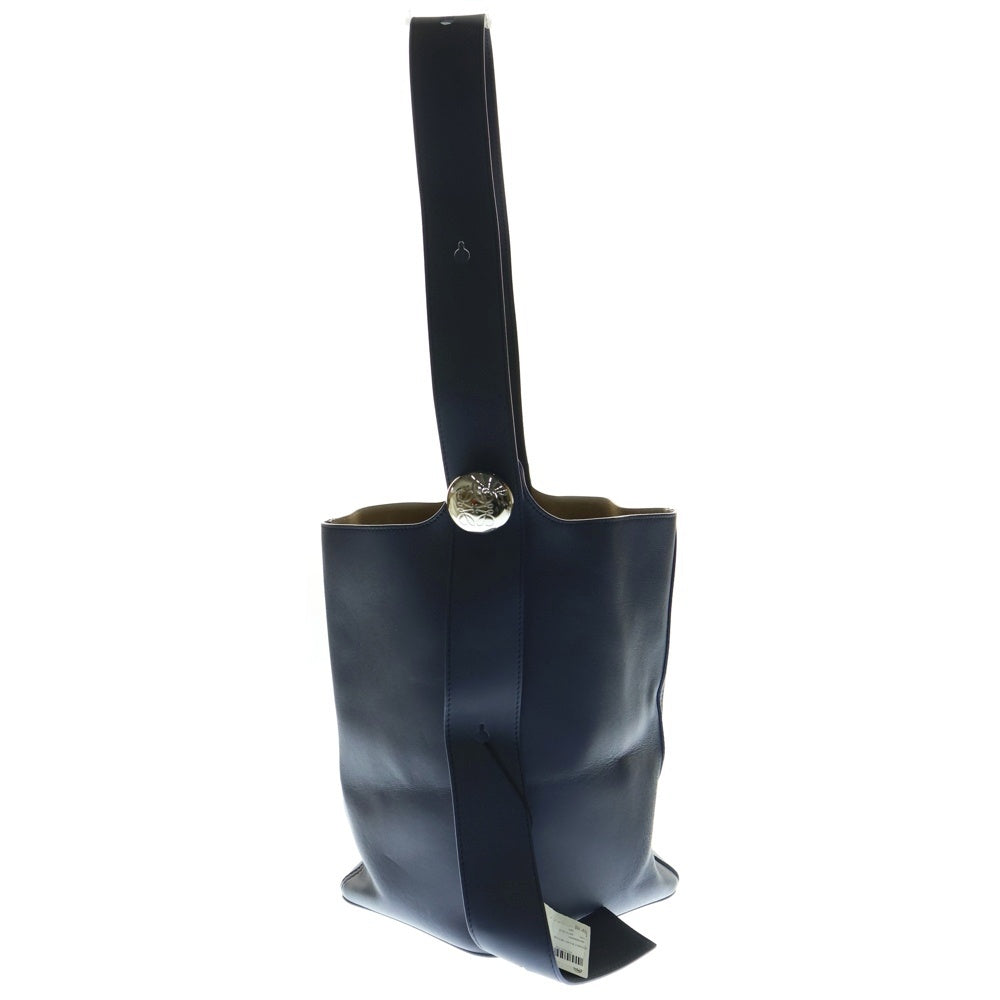 LOEWE(ロエベ) ぺプル バゲットバッグ ハンドバッグ ワンショルダーバッグ シルバー金具 ミディアム ネイビー レザー