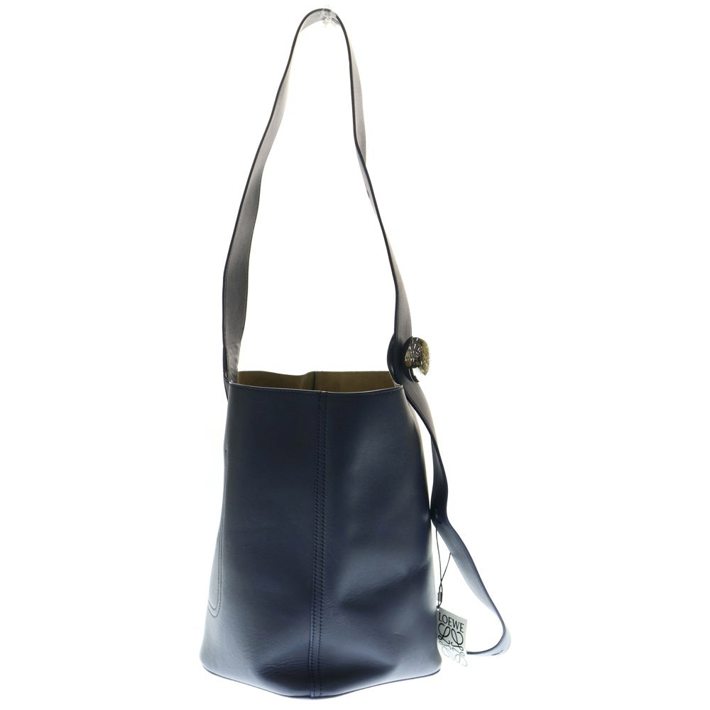 LOEWE(ロエベ) ぺプル バゲットバッグ ハンドバッグ ワンショルダーバッグ シルバー金具 ミディアム ネイビー レザー