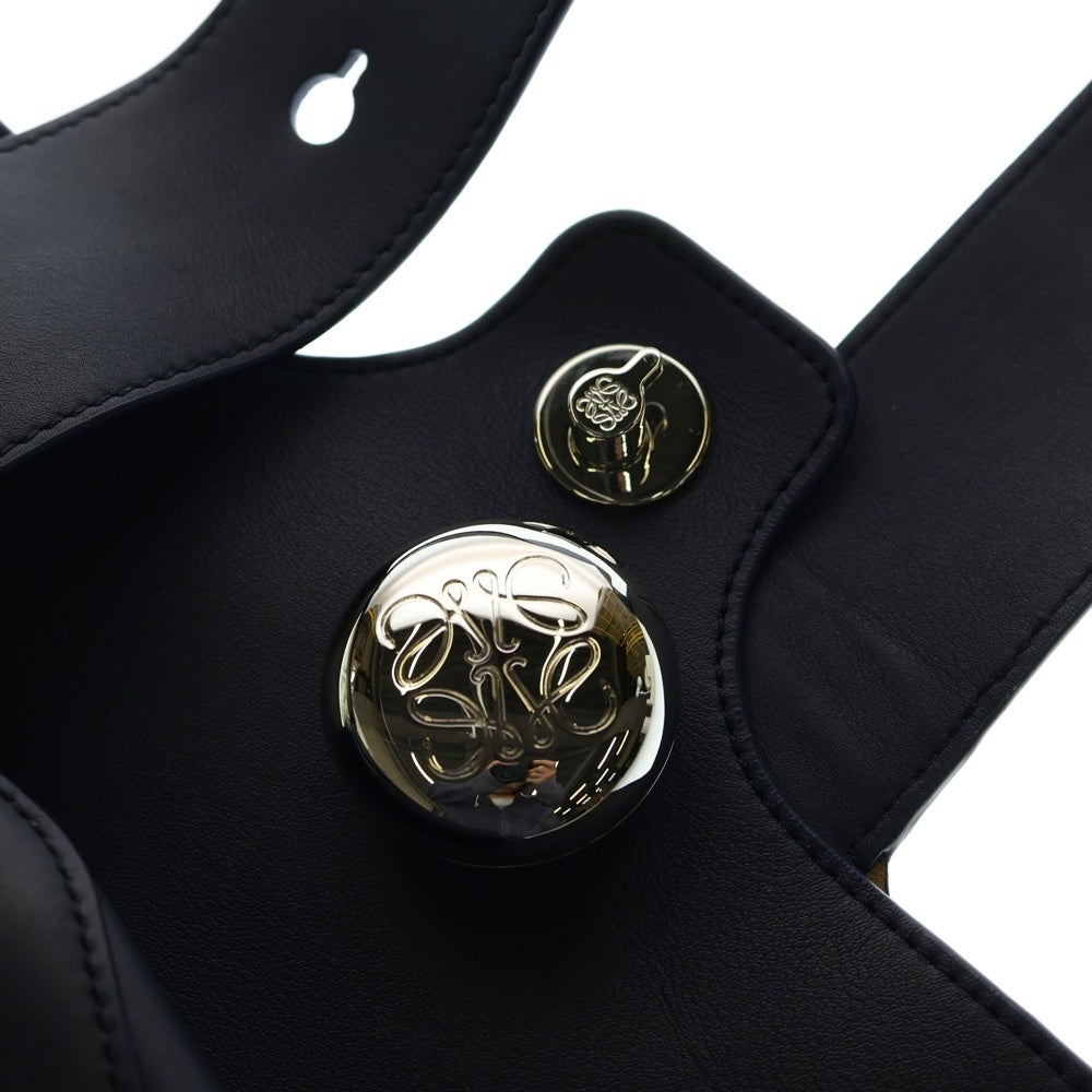 LOEWE(ロエベ) ぺプル バゲットバッグ ハンドバッグ ワンショルダーバッグ シルバー金具 ミディアム ネイビー レザー