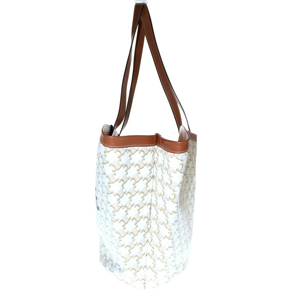 CELINE(セリーヌ) トリオンフ ラージ クーファン トートバッグ ハンドバッグ ブラウン×ホワイト レザー×PVC