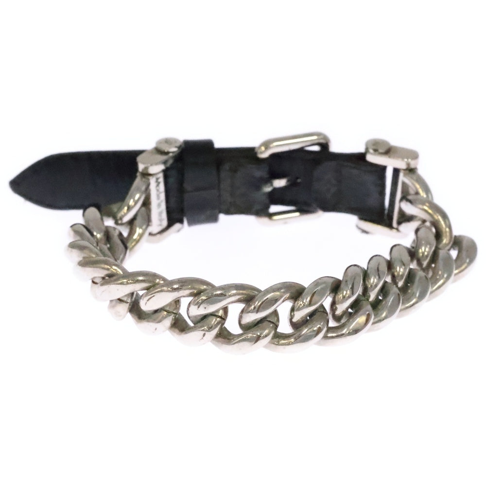 LOUIS VUITTON(ルイヴィトン) モノグラム エクリプス チェーンブレスレット シルバー×ブラック レザー M64225