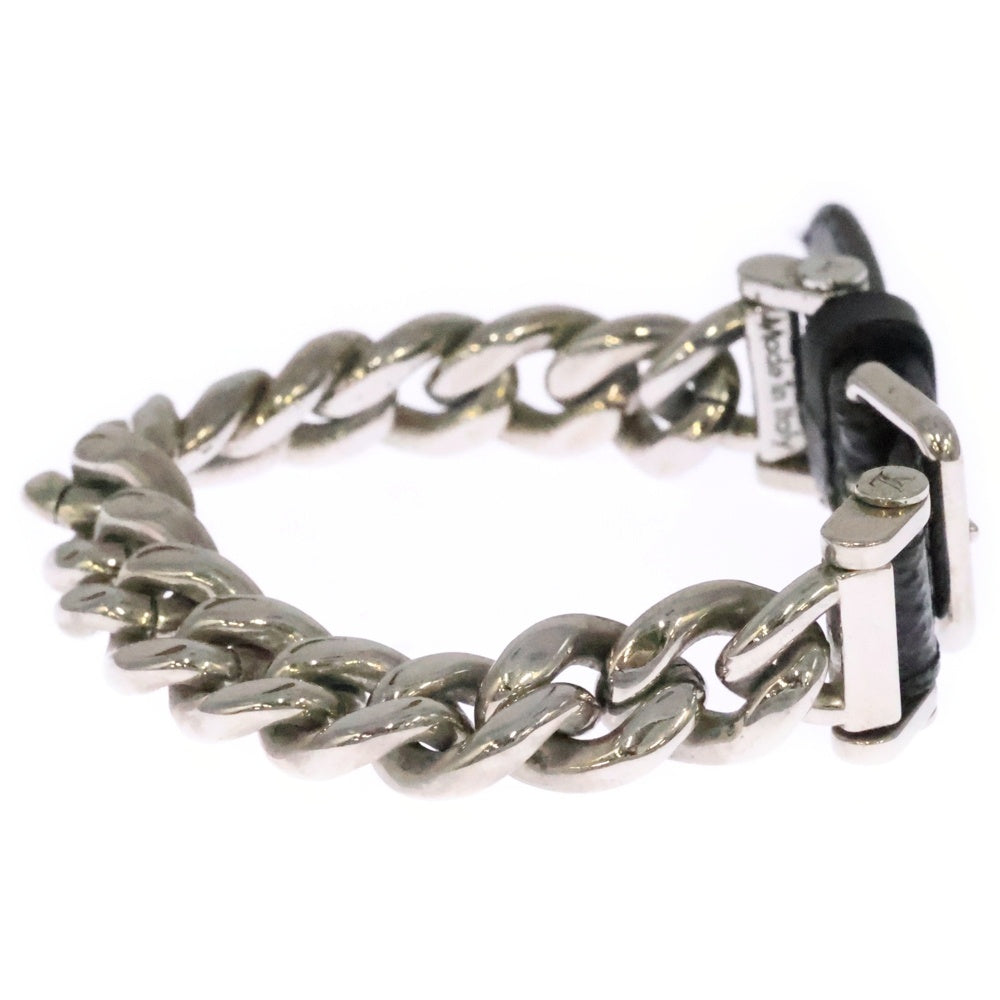 LOUIS VUITTON(ルイヴィトン) モノグラム エクリプス チェーンブレスレット シルバー×ブラック レザー M64225