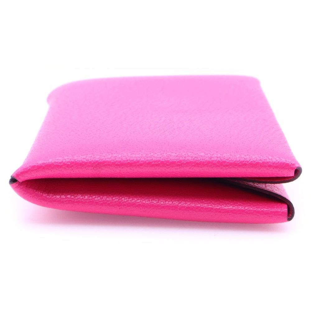 HERMES(エルメス) カルヴィ ローズエクストリーム シェーブル レザー カード コインケース U刻印 ピンク