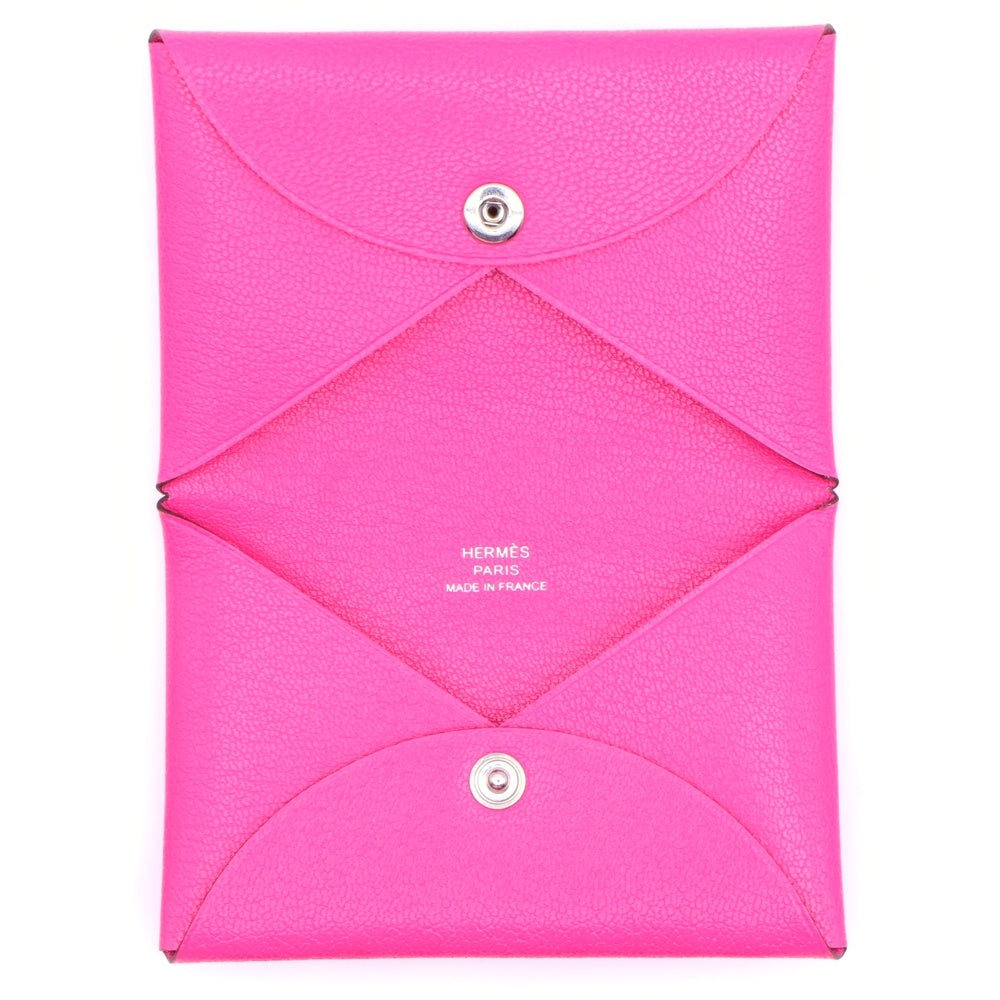 HERMES(エルメス) カルヴィ ローズエクストリーム シェーブル レザー カード コインケース U刻印 ピンク