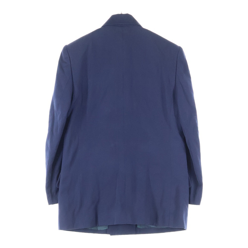 HERMES(エルメス) アンカー Hロゴボタン ウール ダブルブレスト ピークドラペル テーラードジャケット ネイビーブルー レディース