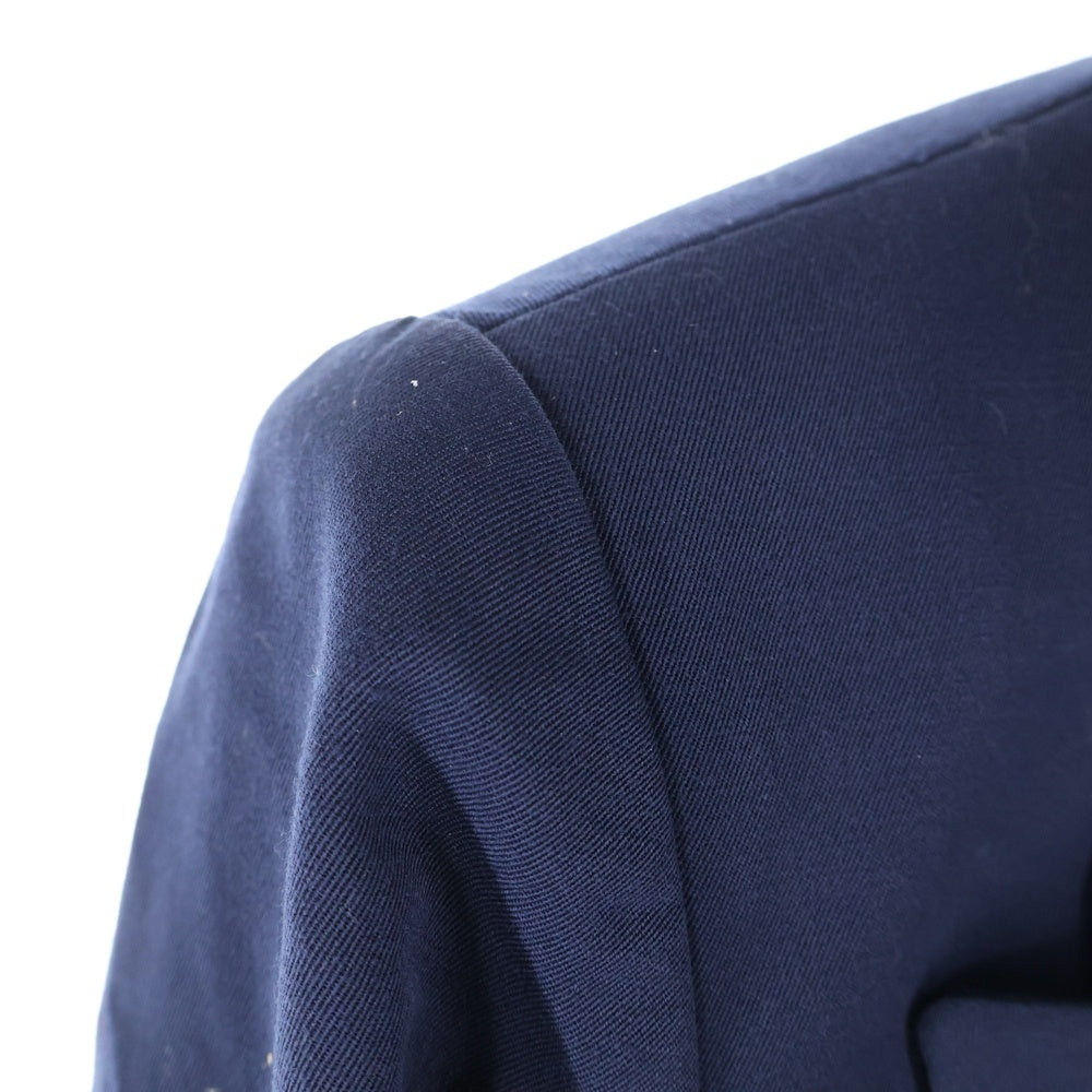 HERMES(エルメス) アンカー Hロゴボタン ウール ダブルブレスト ピークドラペル テーラードジャケット ネイビーブルー レディース