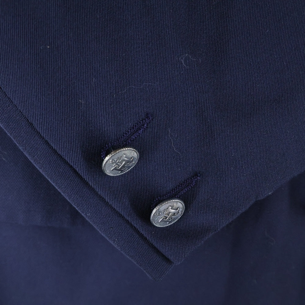 HERMES(エルメス) アンカー Hロゴボタン ウール ダブルブレスト ピークドラペル テーラードジャケット ネイビーブルー レディース