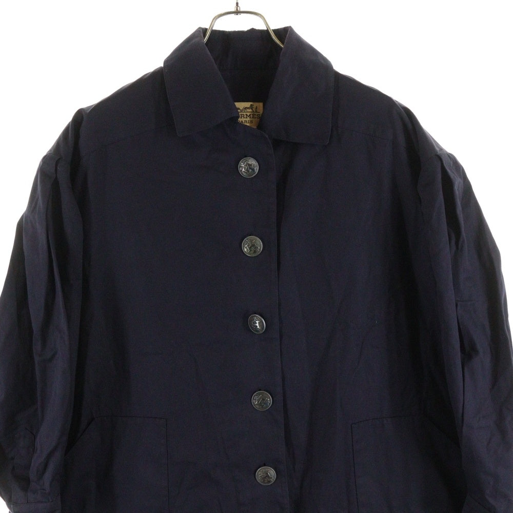 HERMES(エルメス) アンカー Hロゴボタン コットン ステンカラー ジャケット ネイビー