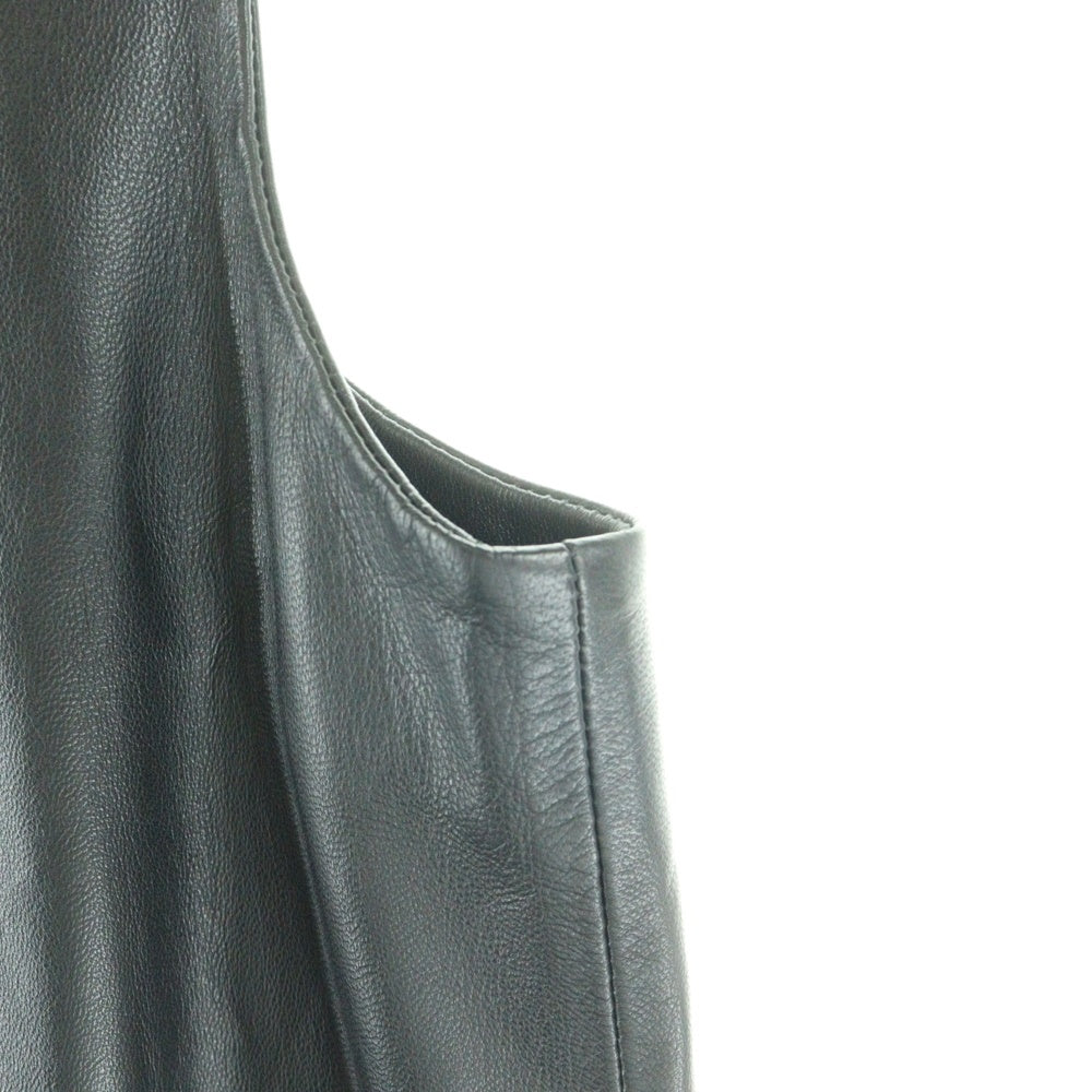 LOEWE(ロエベ) ラムスキン レザー ノースリーブ クルーネック ミディアム ワンピース ブラック レディース 761200