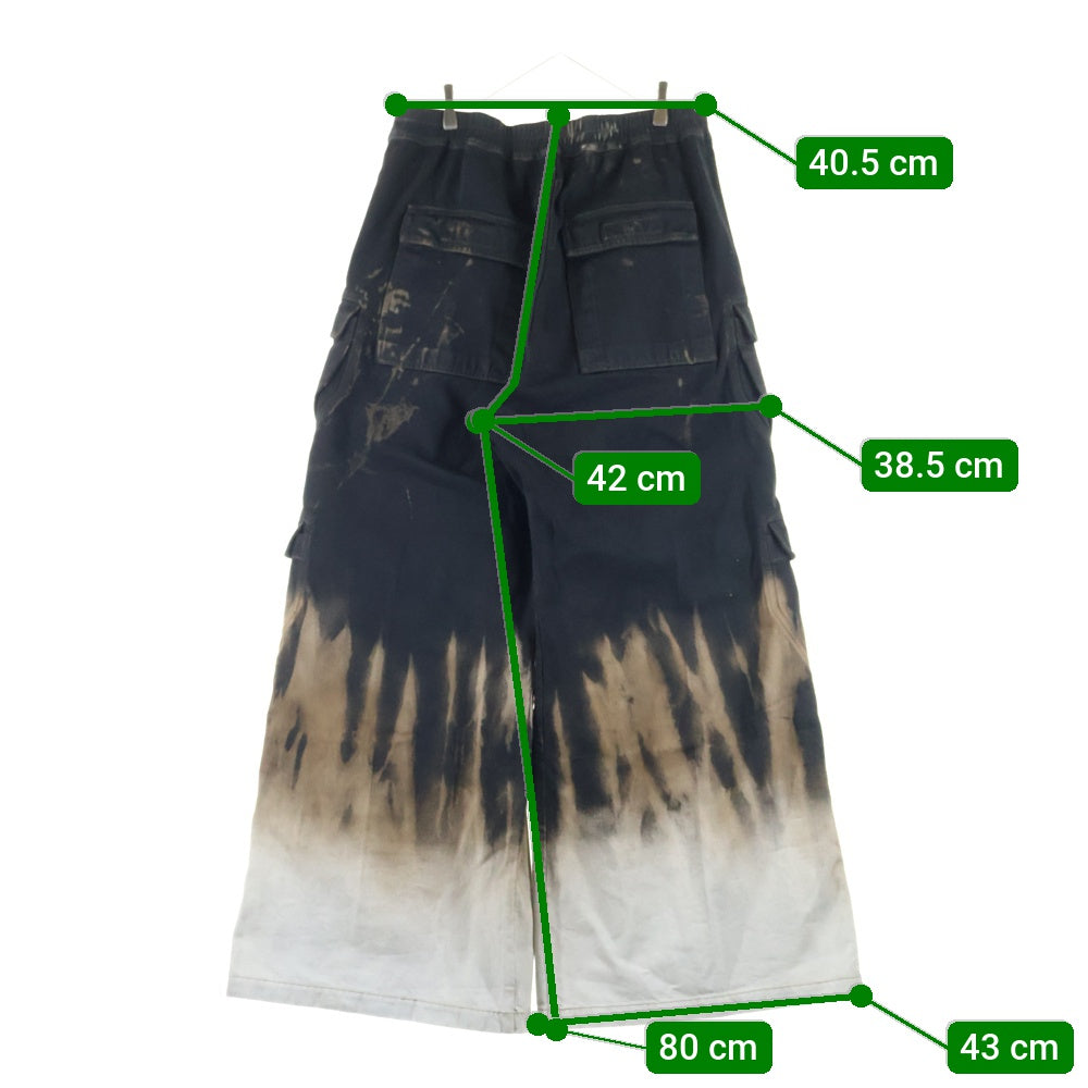 DRKSHDW(ダークシャドウ) 25AW DOUBLE CARGO JUMBO BELAS ブリーチ加工 ダブル カーゴ ジャンボ ベラ ワイドフレア デニムパンツ ジーンズ ブラック DU02D2398 BSUN