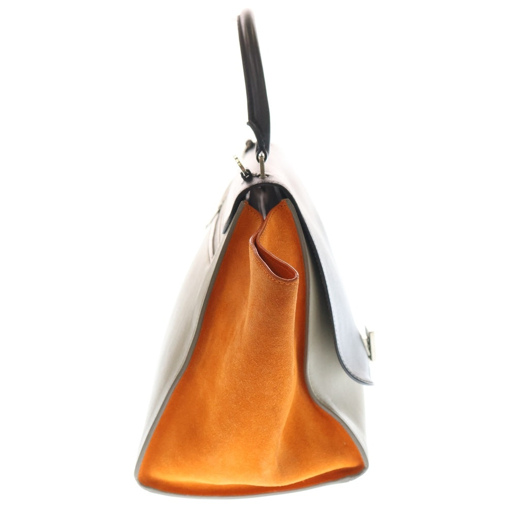 CELINE(セリーヌ) トラペーズ ミディアム レザー 2WAY ハンド ショルダーバッグ シルバー金具 ブラック/ベージュ