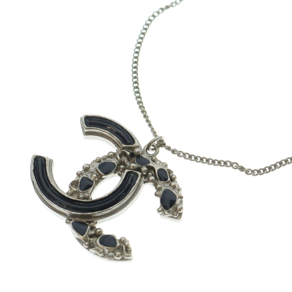 CHANEL(シャネル) ココマーク ネックレス ブラック×シルバー ペンダント B12A