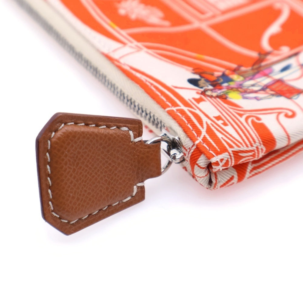 HERMES(エルメス) シルキーポケット メイクポーチ ケース ポーチ 収納 マルチカラー オレンジ シルク Y刻印 シルバー金具