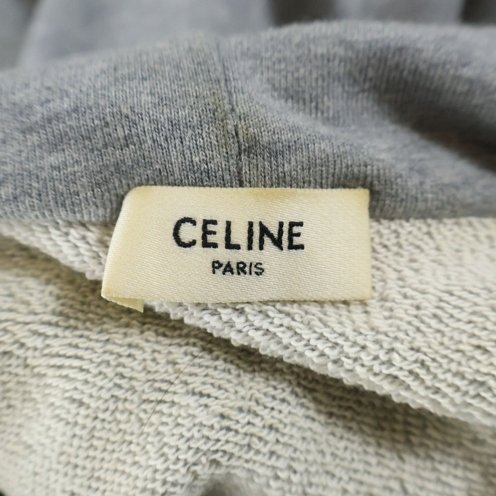 CELINE(セリーヌ) 21AW ルーズフーディー ドローコード ロゴジャガード プルオーバースウェットパーカー グレー 2Y468670Q