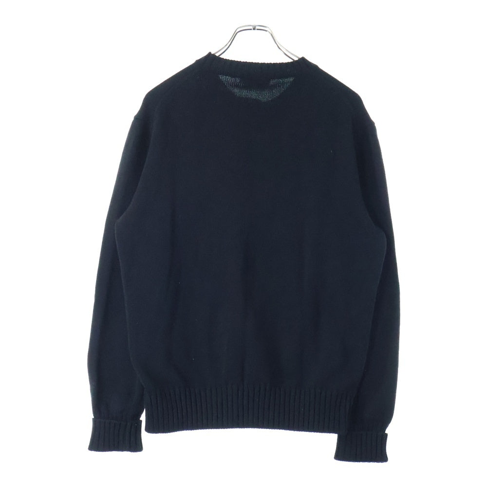 Alexander McQueen(アレキサンダーマックイーン) ロゴ インターシャ コットン クルーネック プルオーバー 長袖ニット セーター ブラック 626454