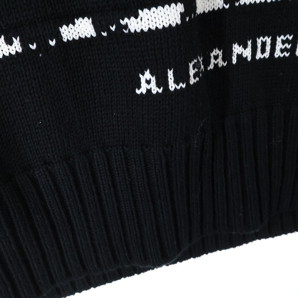 Alexander McQueen(アレキサンダーマックイーン) ロゴ インターシャ コットン クルーネック プルオーバー 長袖ニット セーター ブラック 626454