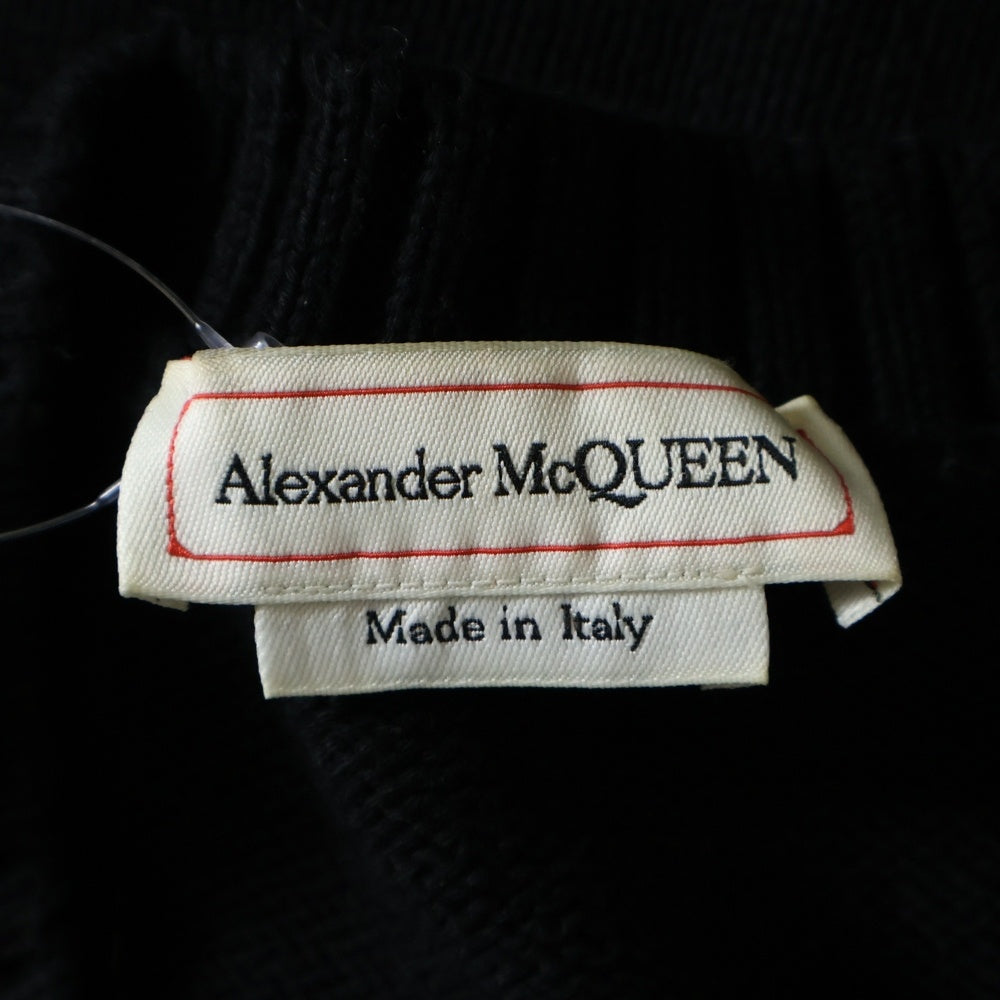 Alexander McQueen(アレキサンダーマックイーン) ロゴ インターシャ コットン クルーネック プルオーバー 長袖ニット セーター ブラック 626454