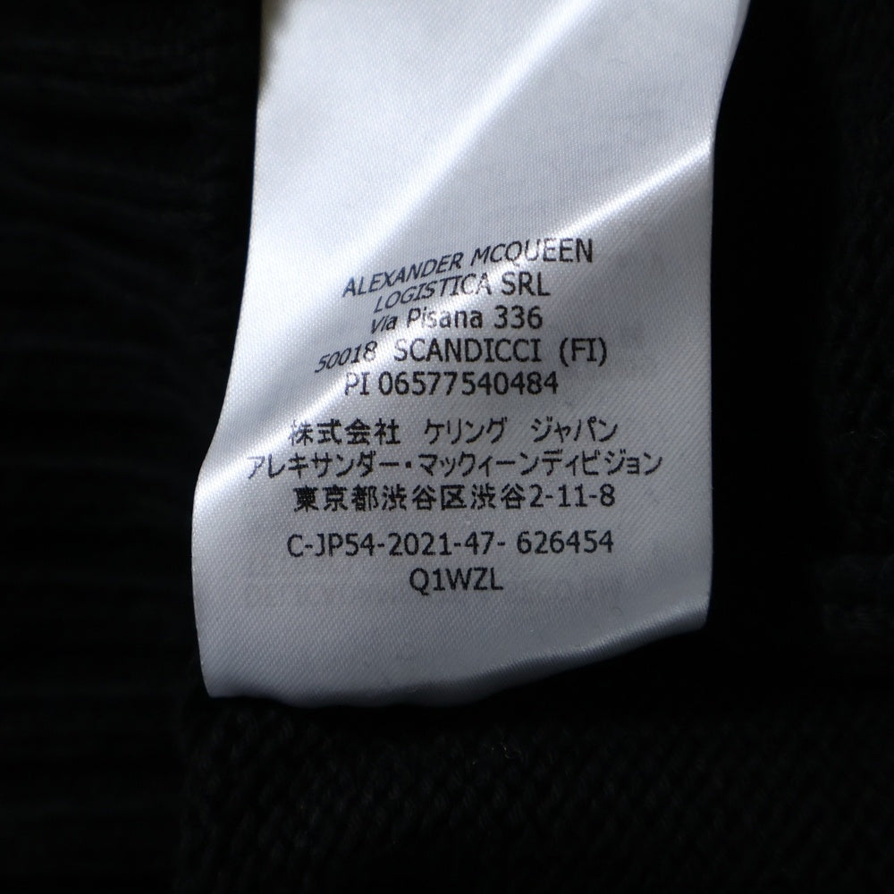 Alexander McQueen(アレキサンダーマックイーン) ロゴ インターシャ コットン クルーネック プルオーバー 長袖ニット セーター ブラック 626454