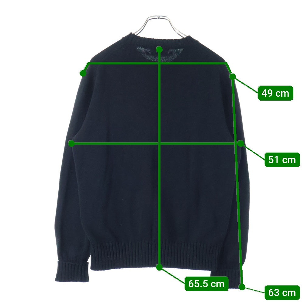 Alexander McQueen(アレキサンダーマックイーン) ロゴ インターシャ コットン クルーネック プルオーバー 長袖ニット セーター ブラック 626454