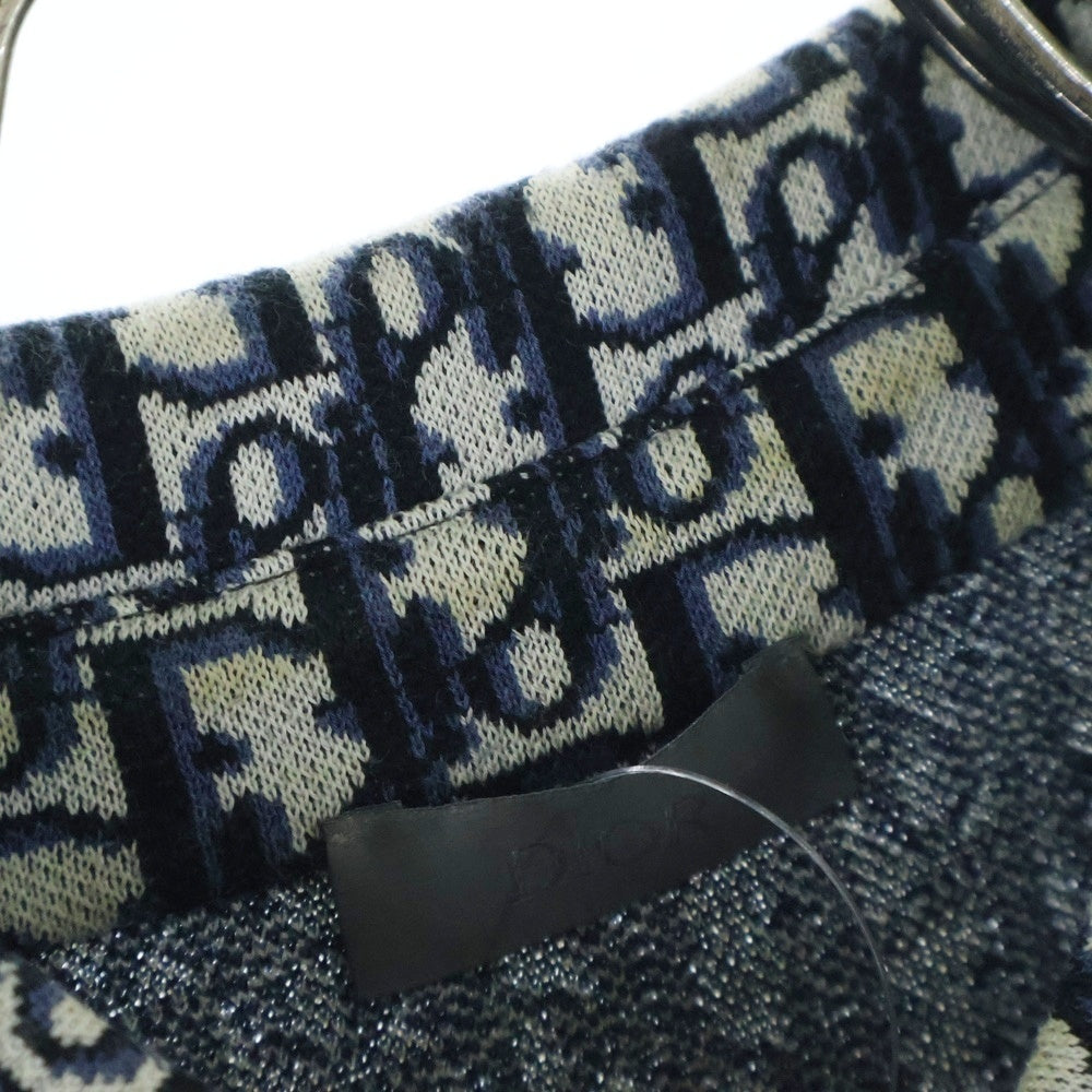 DIOR(ディオール) 20SS オブリーク総柄ジャガード コットンニット 長袖シャツ ネイビー 023M550AT099