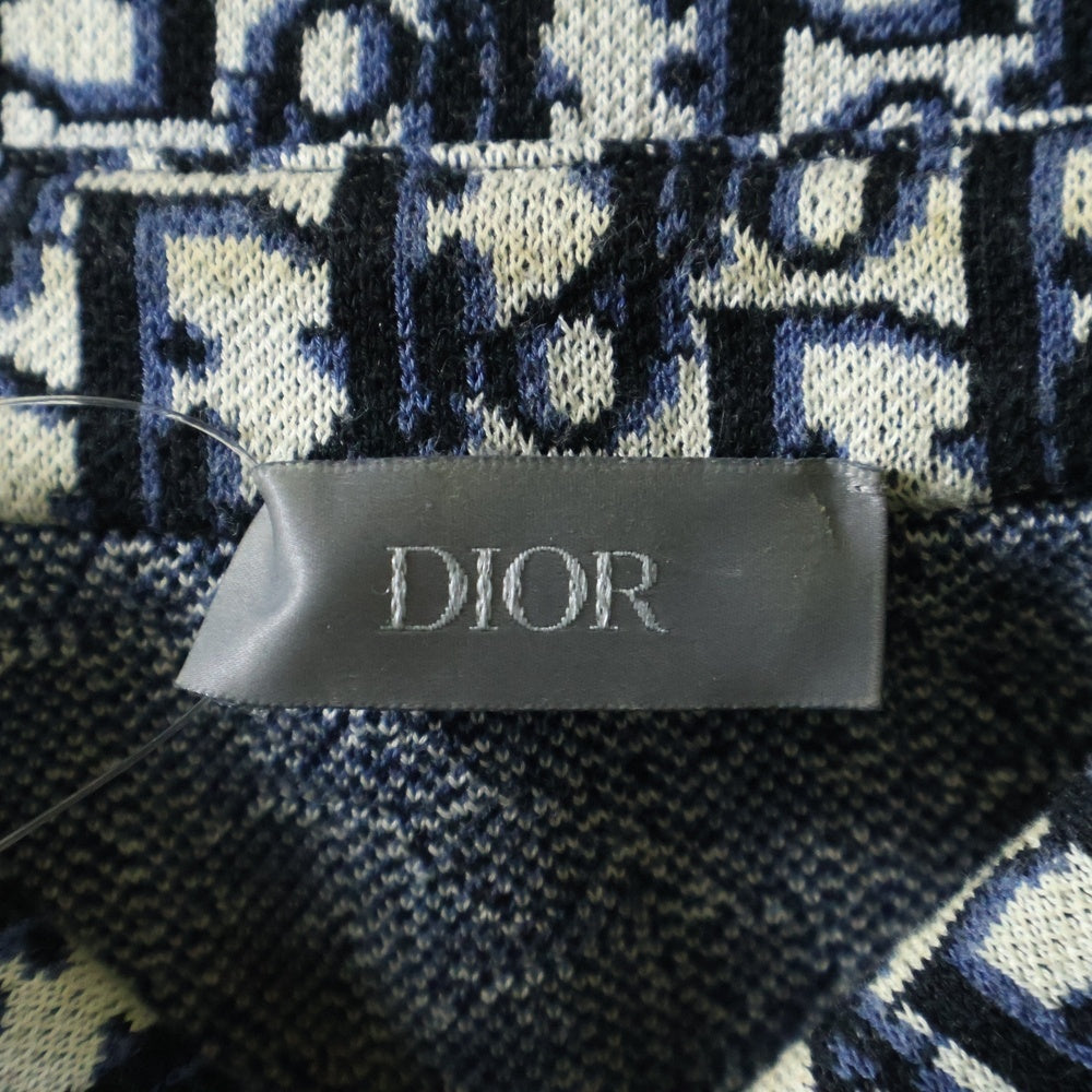 DIOR(ディオール) 20SS オブリーク総柄ジャガード コットンニット 長袖シャツ ネイビー 023M550AT099