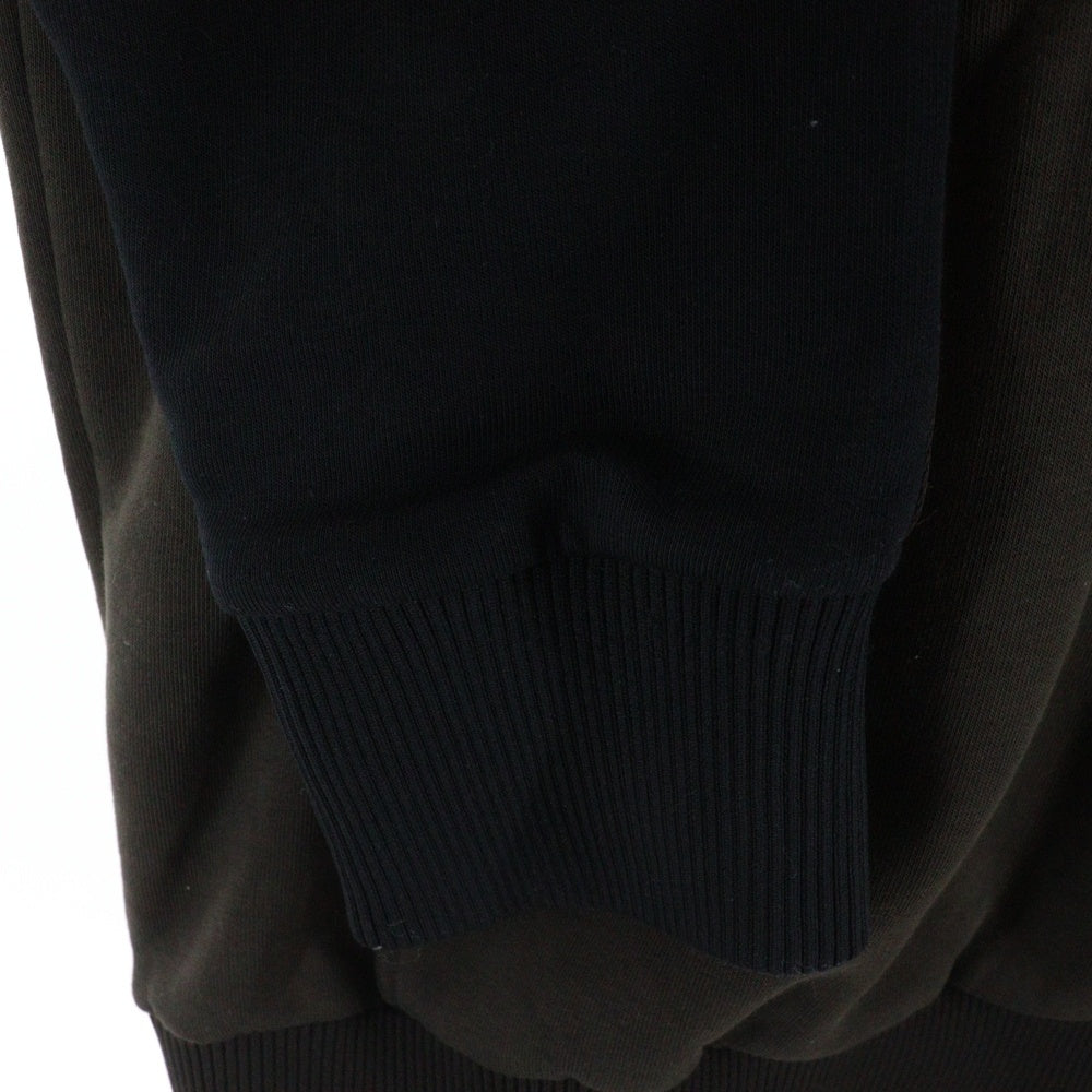 FENDI(フェンディ) ズッカ柄 ライン ラグランスリーブ プルオーバースウェットパーカー フーディー ブラック/ブラウン FAF588 AD39