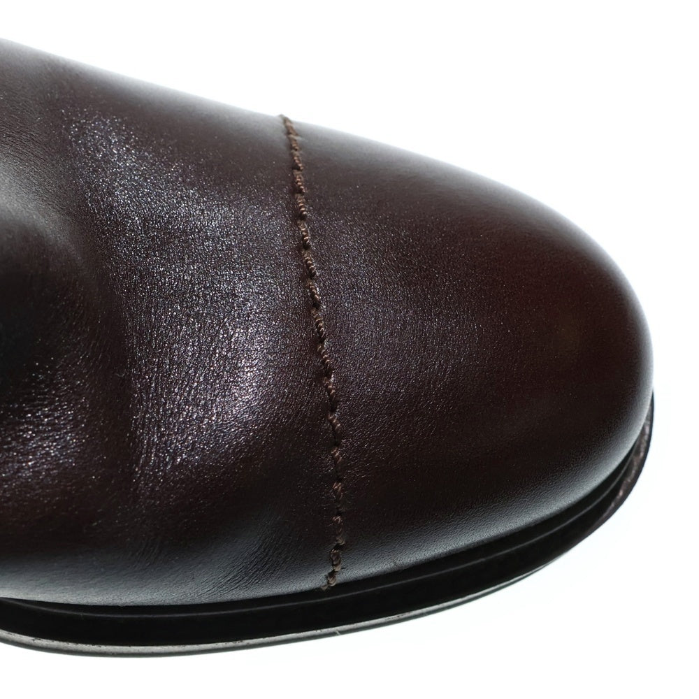 LOUIS VUITTON(ルイヴィトン) モノグラム ミニラン キャンバス レザー ジョッキー ロングブーツ シューズ ゴールド金具 ブラウン レディース