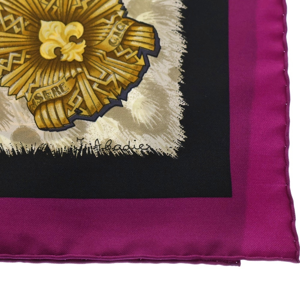 HERMES(エルメス) カレ90 面貌のない兜 シルクスカーフ イエロー×パープル