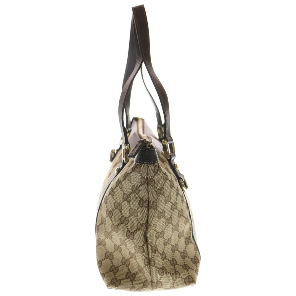 GUCCI(グッチ) GGキャンバス アビー トートバッグ ハンドバッグ ベージュ×ブラウン 141470 シルバー金具