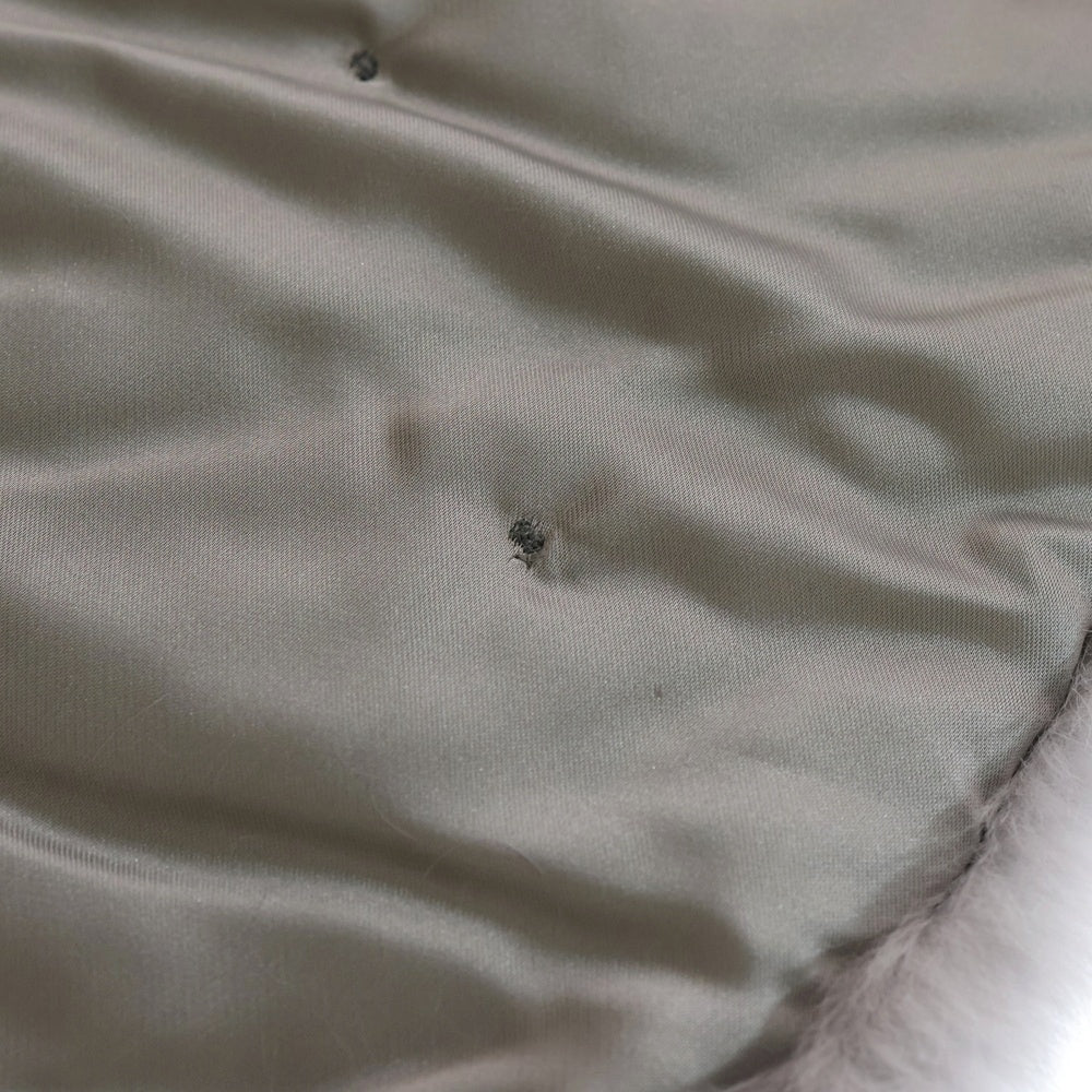 GIORGIO ARMANI(ジョルジオアルマーニ) レザーフリンジ付ラビットファーマフラー グレー レディース