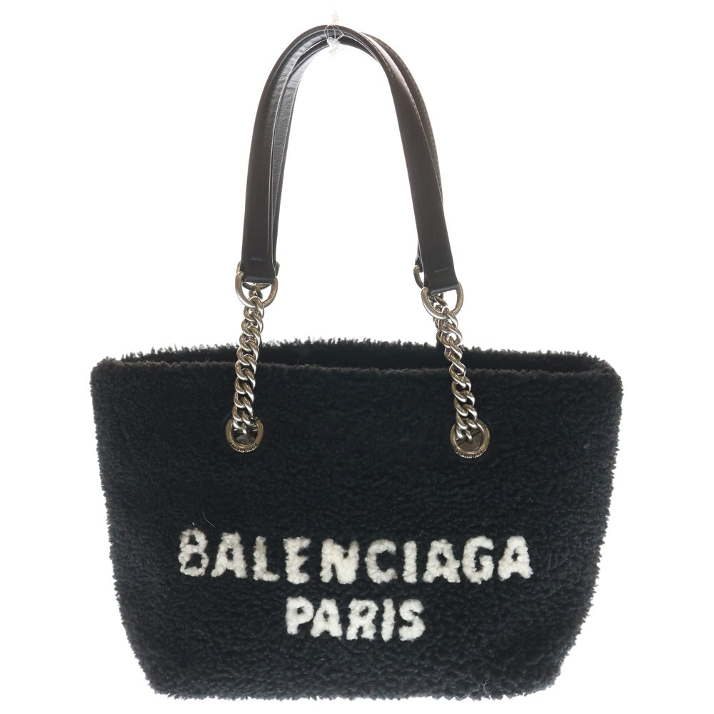 BALENCIAGA(バレンシアガ) DUTY FREE スモール ボア トートバッグ ハンドバッグ ブラック×ホワイト 759941・1000 シルバー金具