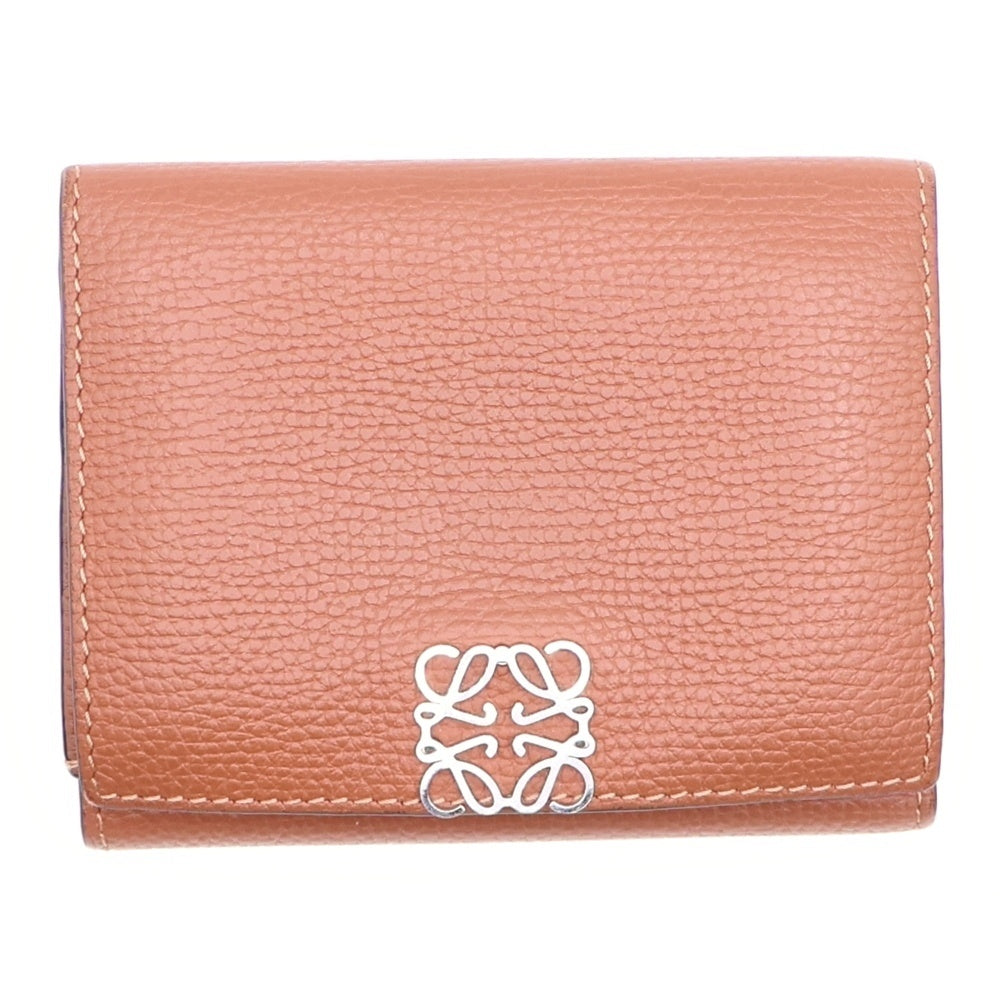 LOEWE(ロエベ) トライフォールド アナグラム ウォレット コンパクトウォレット 三つ折り財布 コインケース ブラウン レザー C821TR2X02 シルバー金具